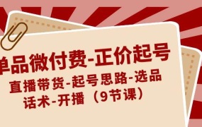 单品微付费-正价起号:直播带货-起号思路-选品-话术-开播(9节课)