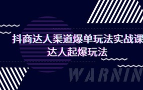 抖商达人-渠道爆单玩法实操课,达人起爆玩法(29节课)