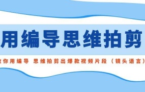 用编导的思维拍剪,教你用编导 思维拍剪出爆款视频片段(镜头语言)