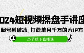 2024短视频操盘手讲座:从起号到破冰,打造单月千万的大IP方法(25节)