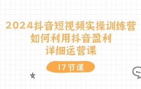 2024抖音短视频实操训练营:如何利用抖音盈利,详细运营课(17节视频课)