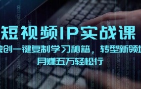 短视频 IP实战课,独创一键复制学习秘籍,转战新领域,月赚五万轻松行