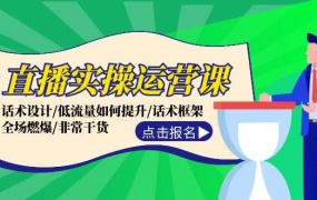 直播实操运营课:话术设计/低流量如何提升/话术框架/全场燃爆/非常干货
