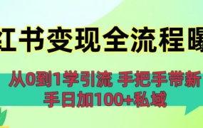 从0到1学引流:小红书变现全流程曝光,手把手带新手日加100+私域