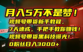 月入5万不是梦!视频号带货新手教程,7天速成,手把手教你赚钱!视频号…