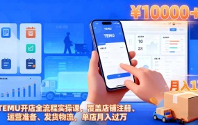 TEMU开店全流程实操课,覆盖店铺注册、运营准备、发货物流,单店月入过万