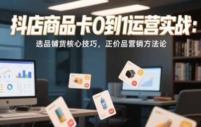 抖店商品卡0到1运营实战:选品铺货核心技巧,正价品营销方法论