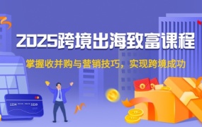2025跨境出海致富课程,掌握收并购与营销技巧,实现跨境成功