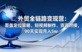 外贸全链路变现营:覆盖定位策略、短视频制作、资源对接,90天实现月入5w
