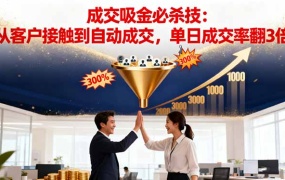 吸金成交营销必杀技:从客户接触到自动成交,单日成交率翻3倍