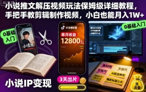 小说推文解压视频玩法保姆级详细教程,手把手教剪辑制作视频,小白也能月入1W+