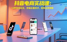 抖音电商实战课:12种变现玩法,剪辑去重技术,矩阵运营策略