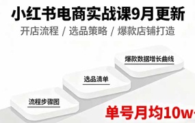 小红书电商实战课9月更新,开店流程/选品策略/爆款店铺打造,单号月均10w+