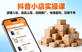 2025抖音小店实操课,店铺入驻、选品上架、动销推广,快速盈利,日销千单