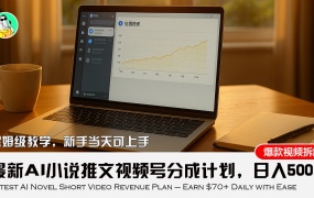 最新AI小说推文视频号分成计划,新手小白也能当天日入500+教程