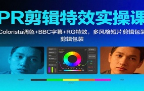 PR剪辑特效实操课:Colorista调色+BBC字幕+RG特效,多风格短片剪辑包装