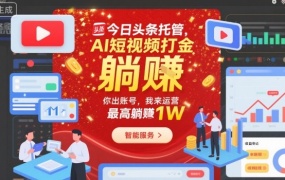 今日头条托管,AI短视频打金,你出账号,我来运营,最高躺賺1W【揭秘】