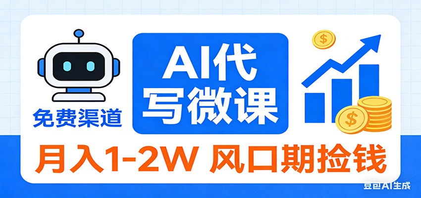 2026告别打工!AI 代写微课,提供免费渠道,月入 1-2W 风口期捡钱