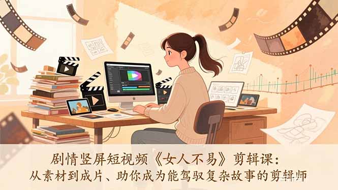 剧情竖屏短视频《女人不易》剪辑课:从素材到成片、助你成为能驾驭复杂故事的剪辑师